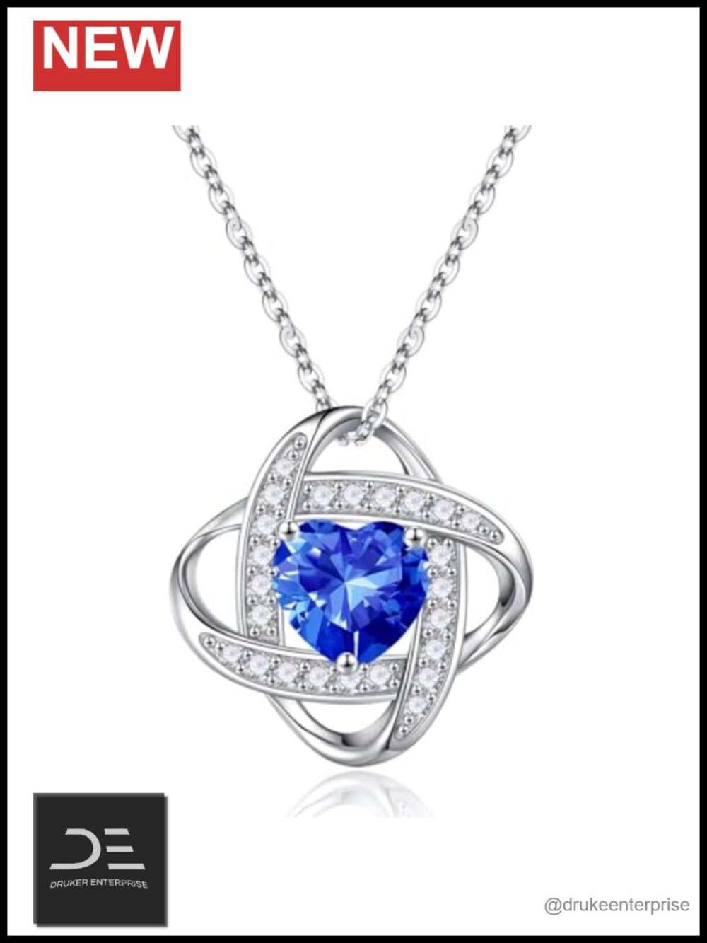 925 Sterling Silver Love Knot Birthstone Pendant Necklace for Women Gift